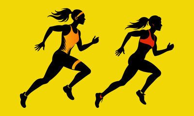 Fototapeta na wymiar Runner athlete girl sport illustration