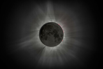HDR composite of the sun's corona with flares from April 8th 2024 total sun eclipse from Montreal...