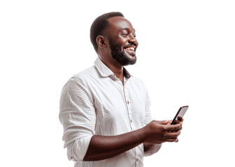 African Man Smiling with Phone