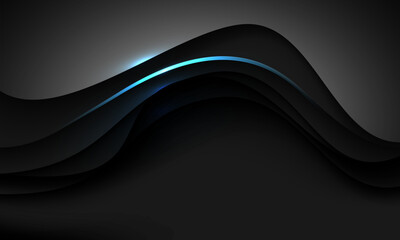 Abstract blue light lines curve black shadow overlap with blank space design modern luxury futuristic creative background vector - 783831721