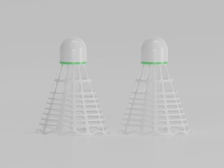Shuttlecock 3d illustration with white background  
