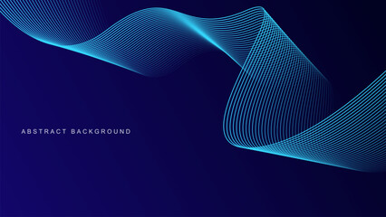 Dark blue abstract background with glowing wave lines. futuristic background Modern concept technology. Vector illustration