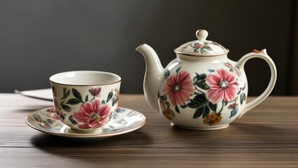  Elegant floral tea set ready for a cozy afternoon