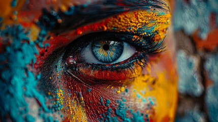 Portrait of the human eye with colors 