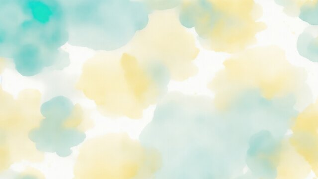 Hazy watercolor splashes of pastel Yellow Teal Gold and white Background