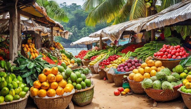Generated image of fruit market