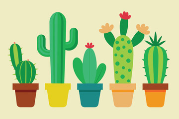 Cactus plants, botanical vector design collection