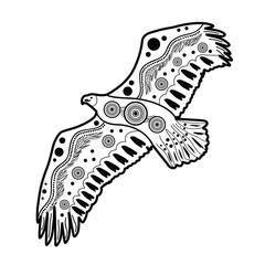 Flying eagle sketch in aboriginal style dot artwork