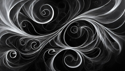 Elegant gray smooth swirling smoky patterns on a black background. - 783836118