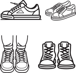 set of shoes on white background