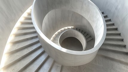 A top view of curvilinear stairs, showcasing a striking example of modern architectural design - obrazy, fototapety, plakaty