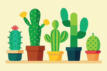 Cactus plants, botanical vector design collection