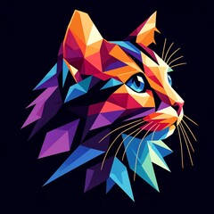 ネコの顔、立体イラスト