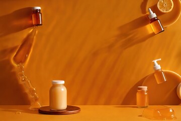 Product packaging mockup photo of Squeeze bottle of honey, studio advertising photoshoot
