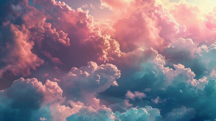 A simple yet evocative depiction of clouds, offering a sense of calm and spaciousness in the sky - obrazy, fototapety, plakaty