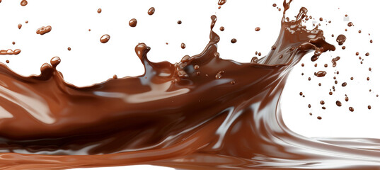 Fototapeta premium chocolate milk splash isolated on transparent background cutout. Chocolate splash, liquid chocolate or hot cocoa.
