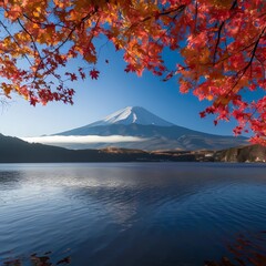 Capture the magic of fall at Lake Kawaguchiko, where crimson leaves dance on the water's surface, and Mount Fuji peeks through the mystical morning fog. 