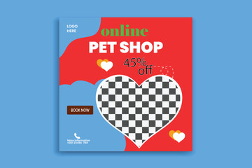 Web Pet Instagram story and social media post template design vector
