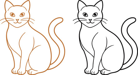 a drawing of a cat and a cat with a line of markings.