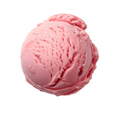 pink ice cream scoop isolated on transparent background Generative Ai.