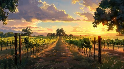Golden morning light at the vineyard