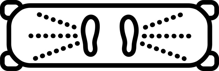 Skate symbol top view, black line vector icon, skating board vehicle, view from above, mobile transport sign