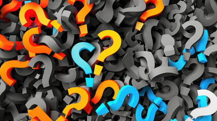 Numerous Question Marks on a Black Background