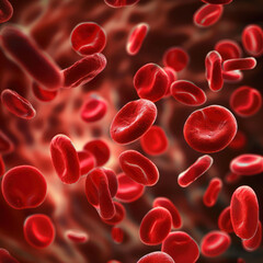 Red Blood Cells Moving Through Blood Vessel