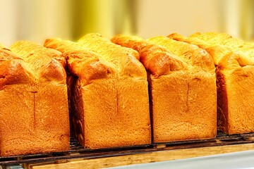 Healthy bread. Golden-brown loaves, freshly baked, their crusty exterior hints at a soft, warm...