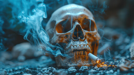 Skull Smoking Cigarette