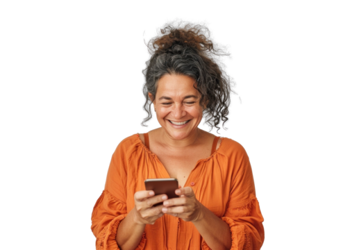 Smiling Central American Woman With Phone
