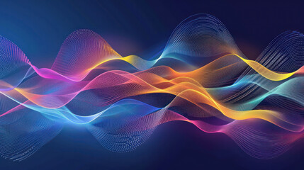 Colorful Wave of Lines on Dark Background