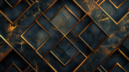 Elegant Black and Gold Diamond Pattern Wallpaper