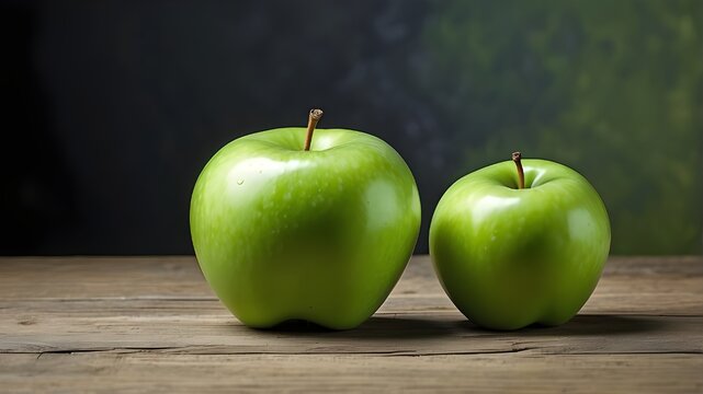 Calm in Uncomplicated Form - Crisp Green Apple on Rustic Surface - Signifying Wholeness and Seeing Clearly -