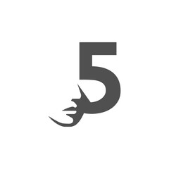 the logo consists of the number 5 and face. Abstract motive, Fill and elegant.