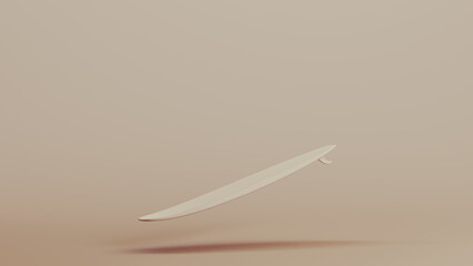 Surfboard surf sports equipment neutral backgrounds soft tones beige brown background recreation 3d illustration render digital rendering