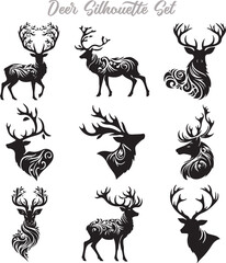Deer Silhouette Vector Illustration Design Bundle