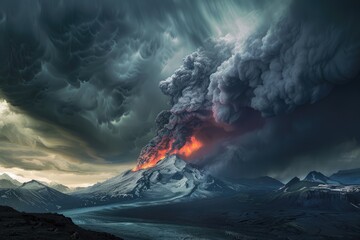 Volcanic eruption viewed from a safe distance