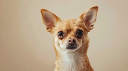 Obraz premium Simple beautiful small dog Cute pets on isolated neutral background.