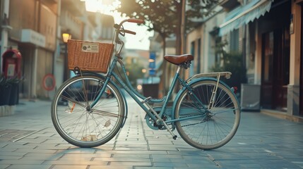 Retro style bicycle with basket