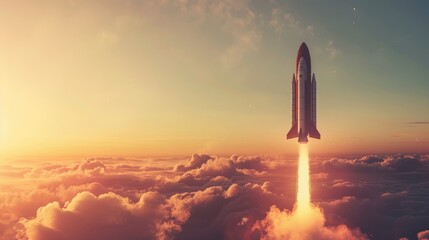 high definition photography rocket morning sky