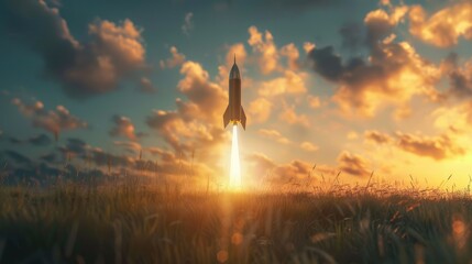 high definition photography rocket morning sky