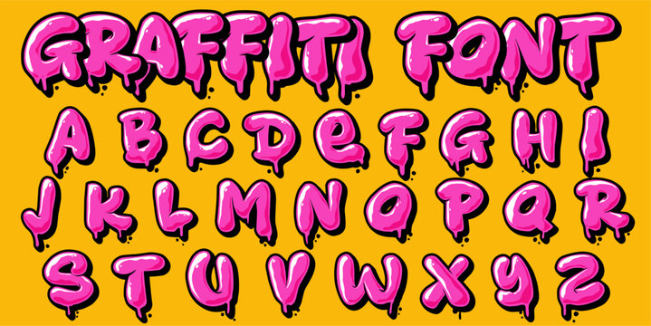 Graffiti Alphabet Bubble Pink Color Vector Illustration