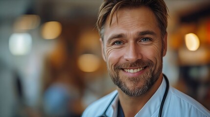 Fototapeta premium A smiling man with a stethoscope.