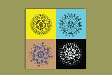 Web Set of colorful floral mandalas