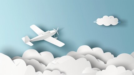 Vector illustration of an airplane made of white paper