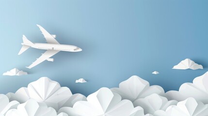 Vector illustration of an airplane made of white paper