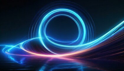 Neon symbol loop sign light background 3d line abstract infinite glow digital blue shape concept icon 8. Loop symbol neon circle effect limitless wave brush logo energy space design technology curve