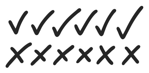 Check Marks and Crosses Icon Set in Black