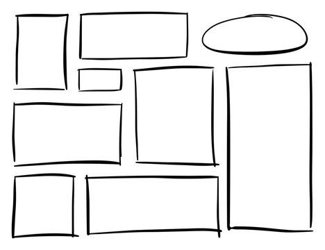 Hand-Drawn Blank Comic Strip Bubbles and Panels